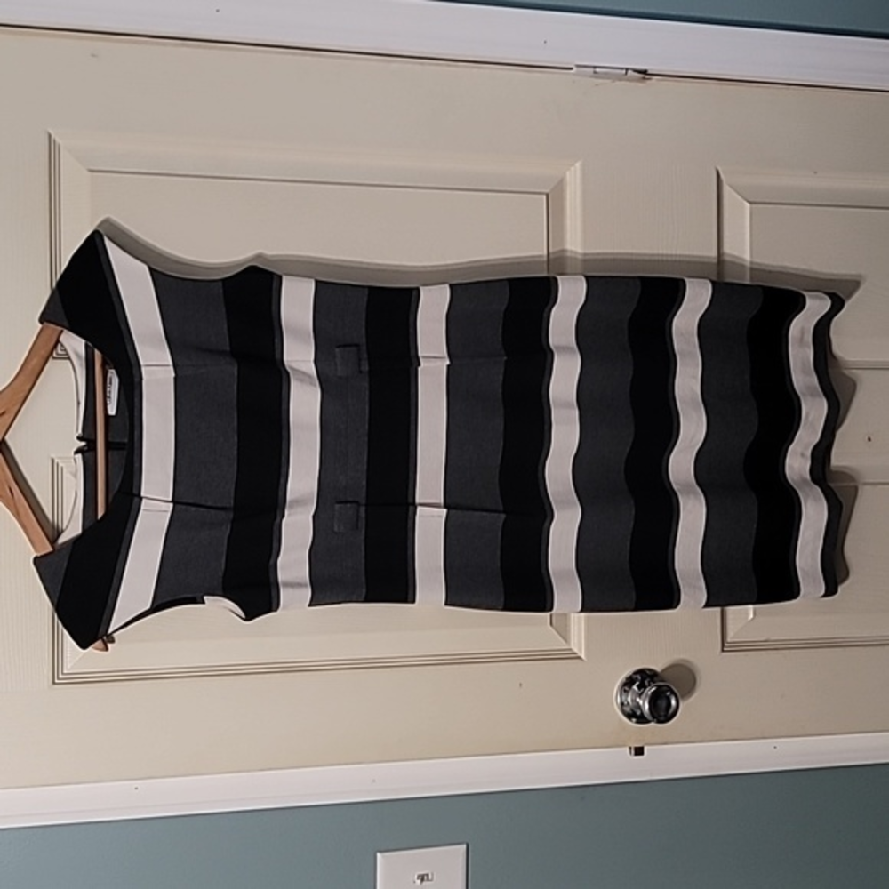 Calvin Klein Black/Gray/White Sleeveless Pencil‎ Dress Women's 6 Great Condition